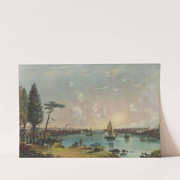 The East River Looking Southwest, Blackwell's island in Foreground, the Navy Yard at Extreme Left and View of Lower New York from Jersey City by Nicolino Calyo