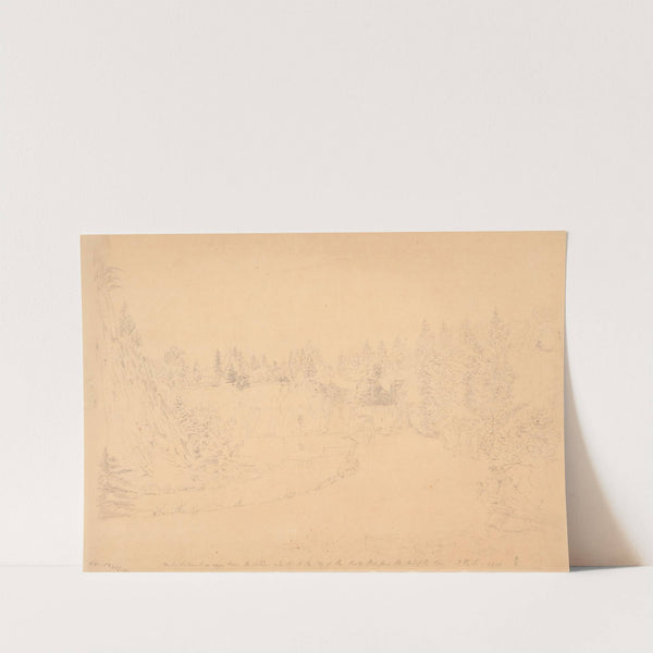 The embankment on upper basin, the ladder conducting to the top of the rocks that form the bed of the river by John Rubens Smith