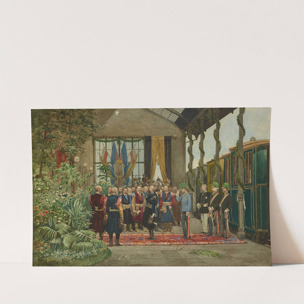 ‘The Emperor Welcomed at the Train Station in Lviv’ from the Series ‘Inspection Trip of Emperor Franz Joseph I Around Galicia in September 1880’ (1881) by Antoni Kozakiewicz