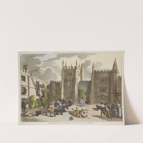The entrance to the Cloisters at Magdalen College – Oxford (1811) by Thomas Rowlandson