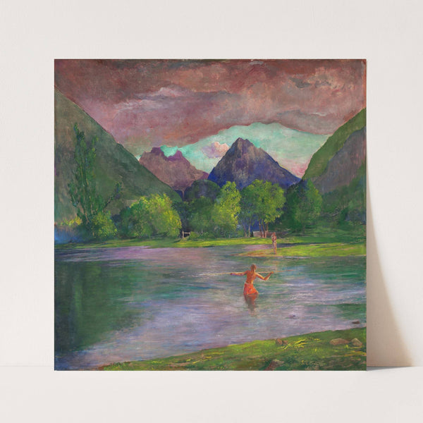 The Entrance to the Tautira River,Tahiti. Fisherman Spearing a Fish (c. 1895) by John La Farge
