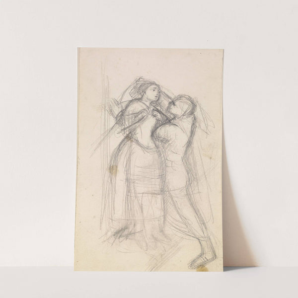The Escape of a Heretic - Sketch of the Girl and her Lover by Sir John Everett Millais