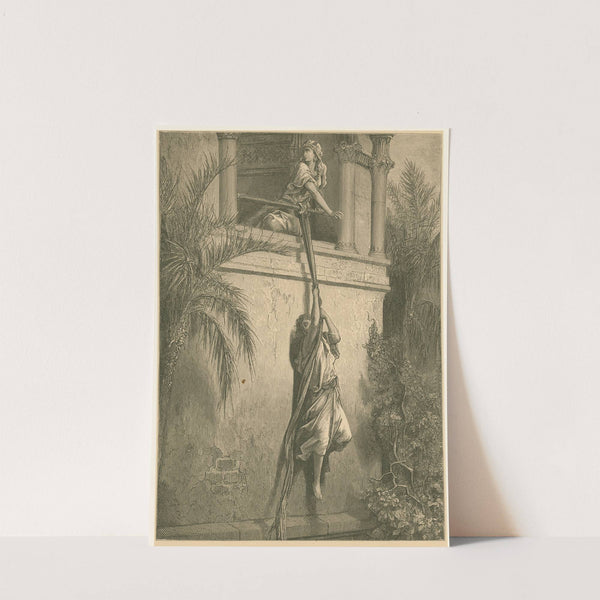 The escape of David through the window (1866) by Gustave Doré