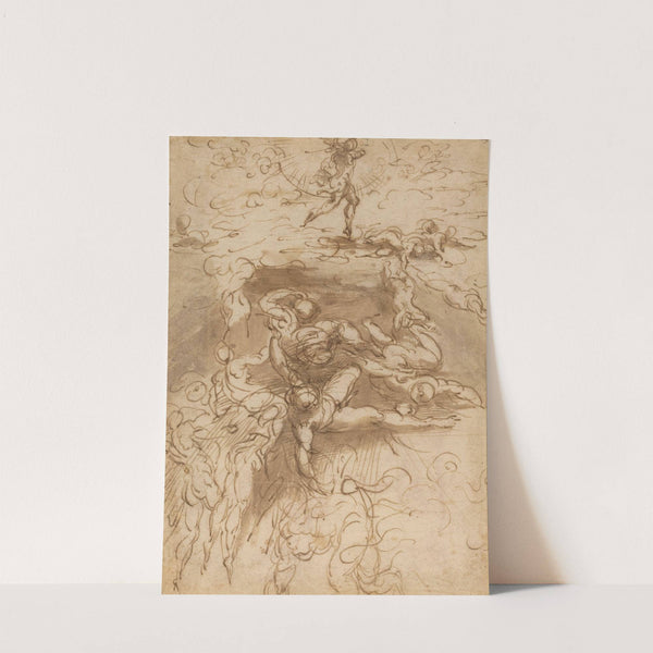 The Fall of the Rebel Angels (recto) by Parmigianino