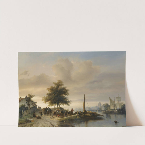 The Ferry On The Maas Near Dordrecht by Salomon Leonardus Verveer