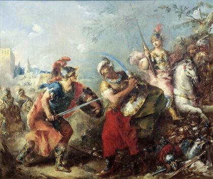 The Fight between Tancred and Argante With Clorinda in the Background