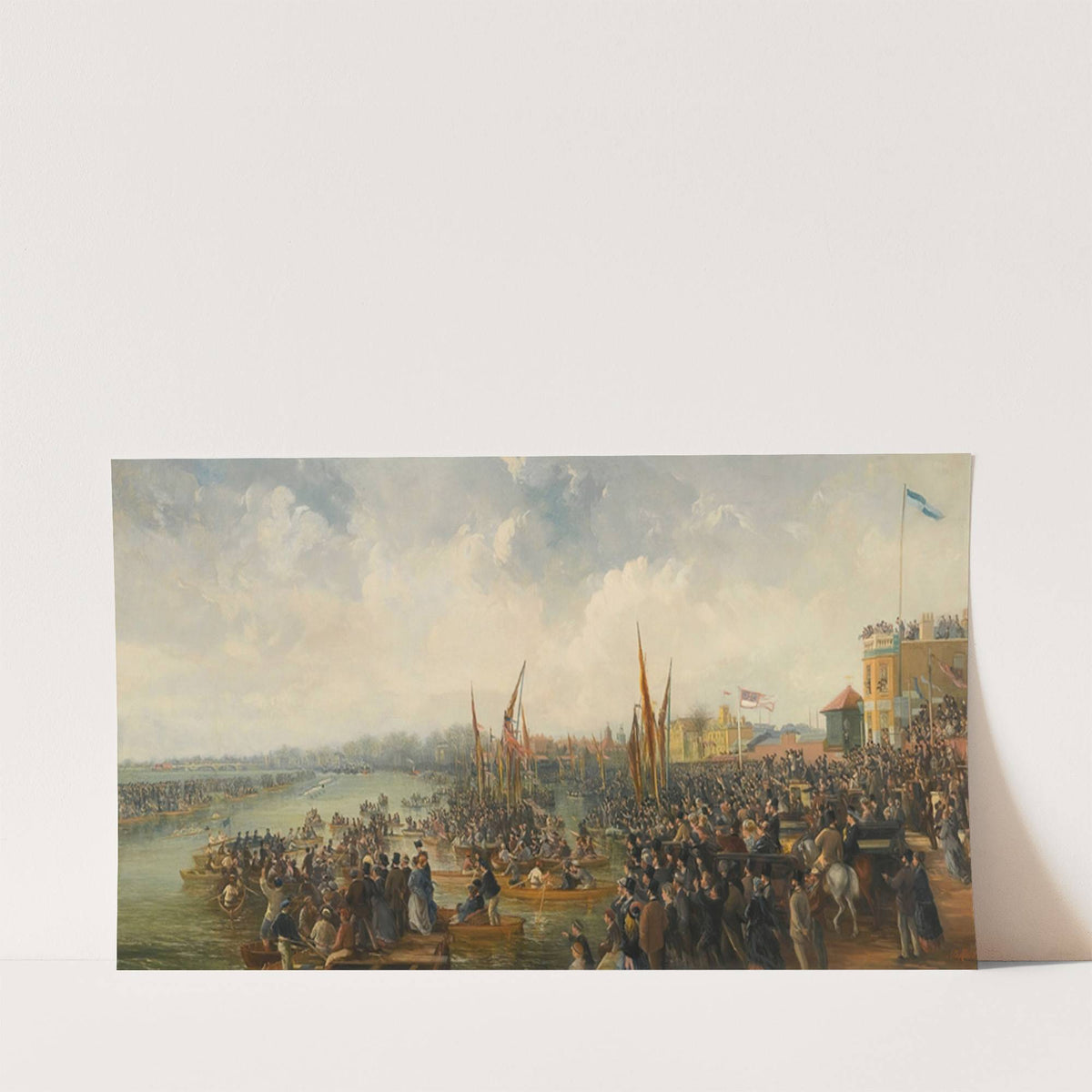 The Finishing Line Of The Oxford And Cambridge Boat Race At Mortlake by James Baylis Allan