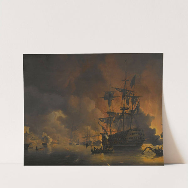 The fire on the Wharves of Algiers, shortly after the commencement of the Bombardment by the Anglo-Dutch Fleet, 27 August 1816 by Nicolaas Baur