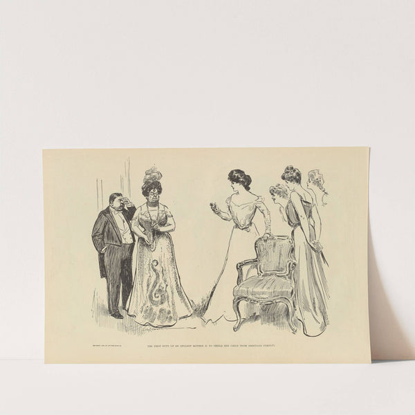 The first duty of an opulent mother is to shield her child from ambitious females (1900-1905) by Charles Dana Gibson