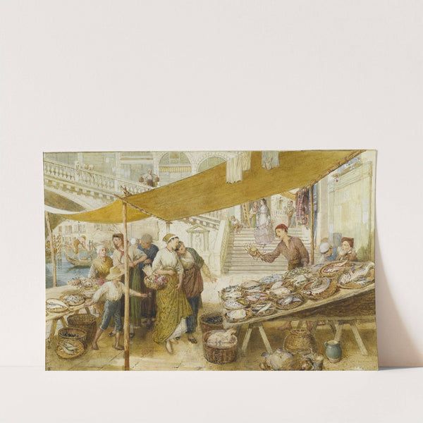 The Fish Market On The Steps Of The Rialto Bridge by Myles Birket Foster
