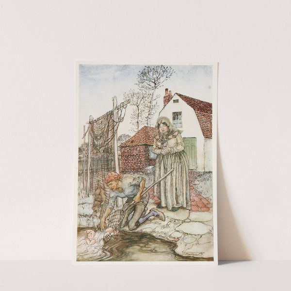 The fisherman and his wife had no children, and they were just longing for a baby (1927) by Arthur Rackham