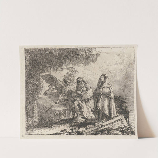 The Flight, Holy Family Walking with Angel (1750–1753) by Giovanni Domenico Tiepolo