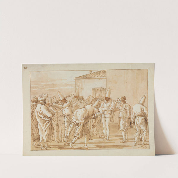 The Flogging of Punchinello (ca. 1800) by Giovanni Domenico Tiepolo