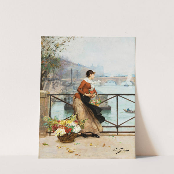 The Flower Vendor On The Pont Des Arts, Paris by Victor Gabriel Gilbert