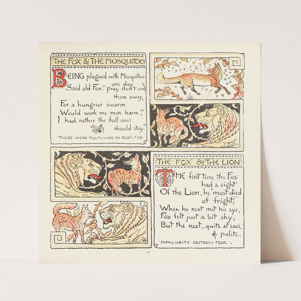 The Fox and the Mosquitoes, The Fox and the Lion (1908) by Walter Crane