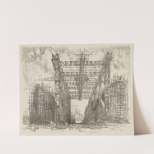 The Gantry (A Merchant Shipyard) (1916) by Joseph Pennell