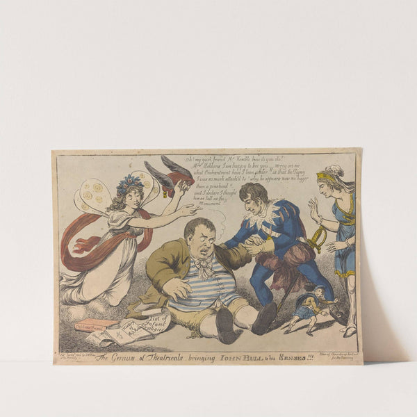 The Genius of Theatricals bringing John Bull to his senses!!!. (1806) by Thomas Rowlandson