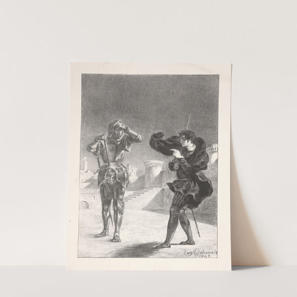 The ghost on the terrace (Act I, scene V (1864) by Eugène Delacroix