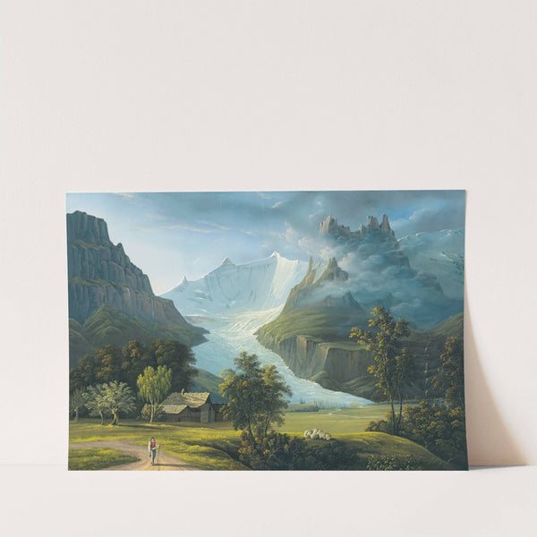 The Glacier Of Grindelwald With Mountain Peaks Fieschhörner And Hörnligrat by Johann Heinrich Bleuler