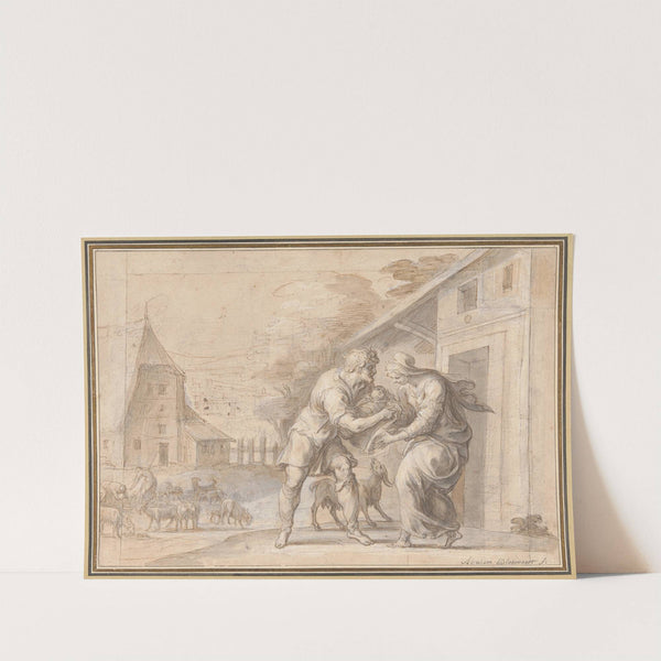 The Goatherd Lamon Handing the Infant Daphnis to His Wife Myrtele by Ambroise Dubois