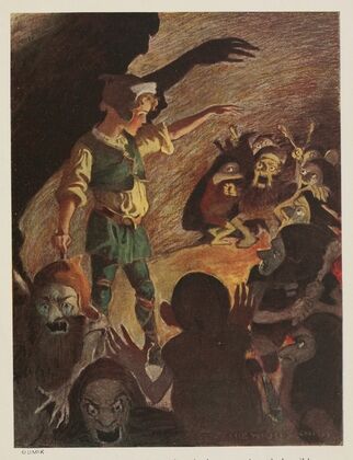 The goblins fell back a little when he began, and made horrible grimaces all through the rhyme — size preview