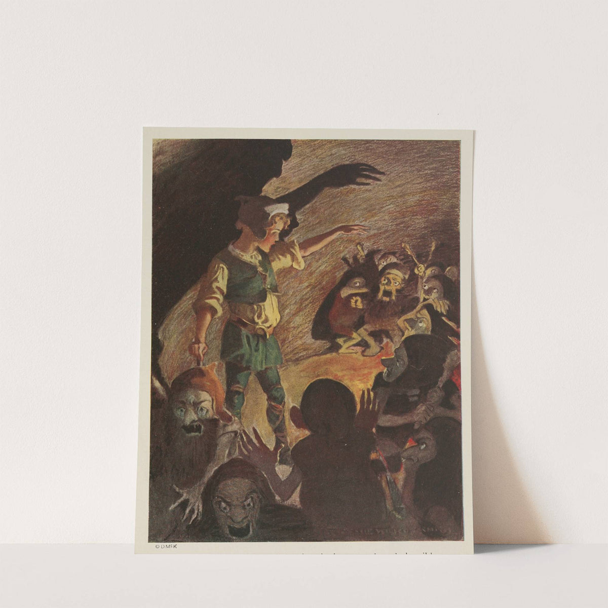 The goblins fell back a little when he began, and made horrible grimaces all through the rhyme by Jessie Willcox Smith