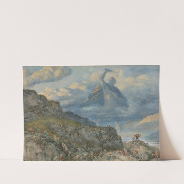 The God Thor Drives The Dwarfs Out Of Scandinavia By Throwing His Hammer At Them by Richard Doyle