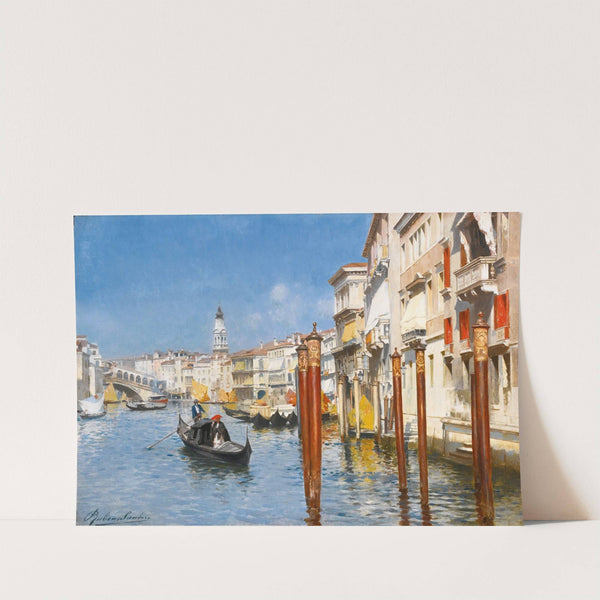 The Grand Canal With The Rialto Bridge, Venice by Rubens Santoro
