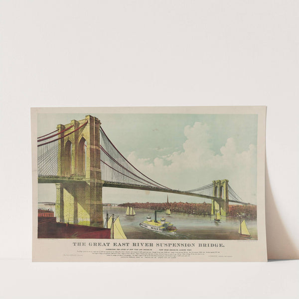 The great East River suspension bridge; connecting the cities of New York and Brooklyn View from Brooklyn, looking west. (1883) by Currier & Ives.