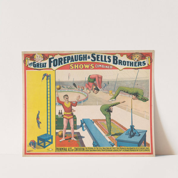 The great Forepaugh & Sells Brothers shows combined. Phenomenal acts of contortion (1899) by Strobridge & Co. Lith.