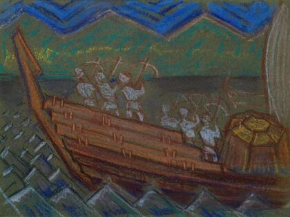 The Great Kalevala, defending Sampo from the boat with archers