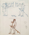 The Great Kalevala, sketch for page 1, skiers meet.