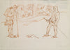 The Great Kalevala, sketch for page 1, skiers meet.