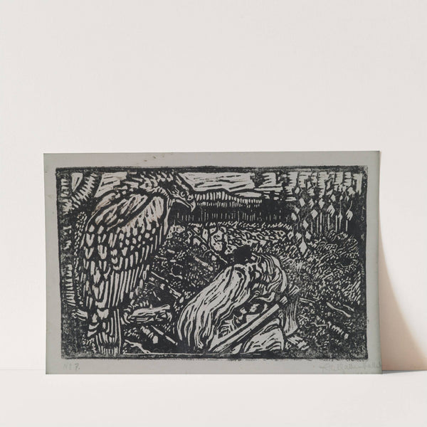 The Great Kalevala, Väinämöinen and the Eagle, a woodcut print. (between 1906 and 1930) by Akseli Gallen-Kallela