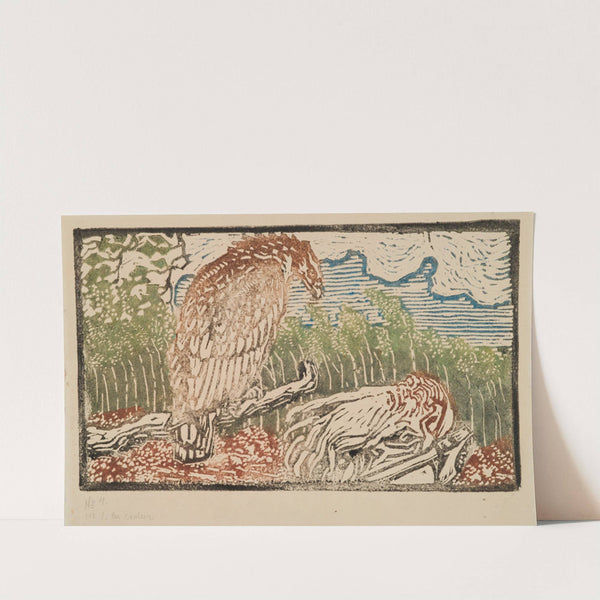 The Great Kalevala, woodcut print of Väinämöinen and the eagle (1906-1930) by Akseli Gallen-Kallela