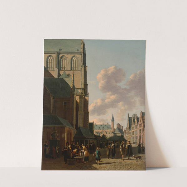 The Grote Markt, Haarlem, looking west, with the Grote Kerk (St Bavo’s) and the fish-market, the Town Hall beyond by Gerrit Adriaensz. Berckheyde