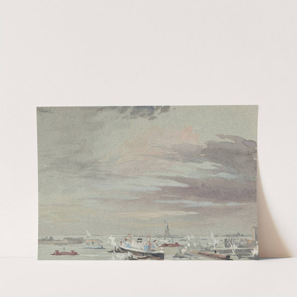 The Harbor and the Statue of Liberty by Joseph Pennell