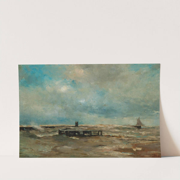The harbour defences in choppy waters by Louis Artan