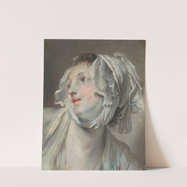 The head of a young woman wearing a bonnet and facing left by Jean-Baptiste Greuze