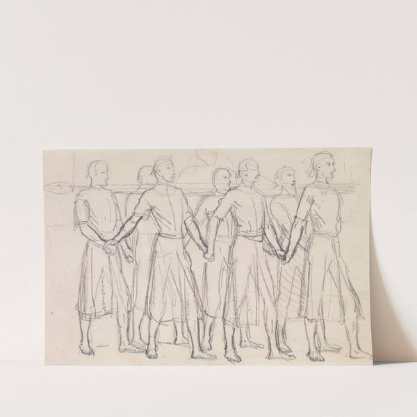 The Head of Bran by George Meredith – Study of Seven Princes carrying the Head of Bran (1860) by Sir John Everett Millais