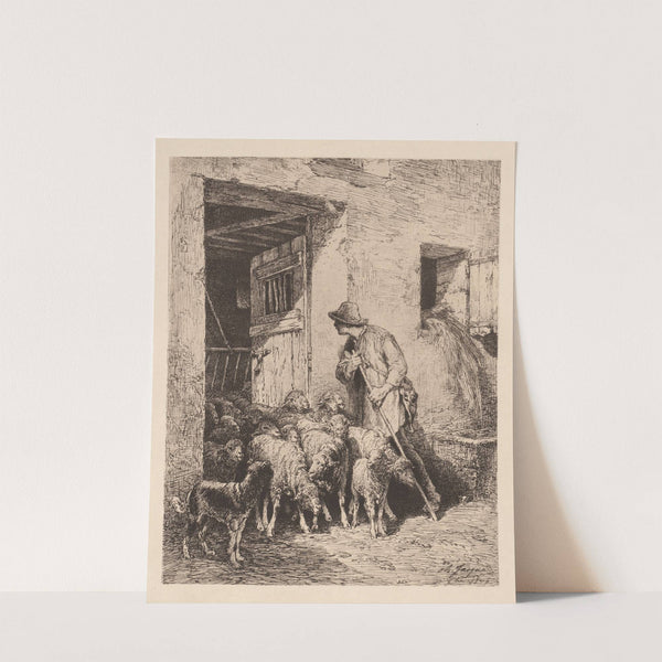 The Herd Exits (1876) by Charles Emile Jacque