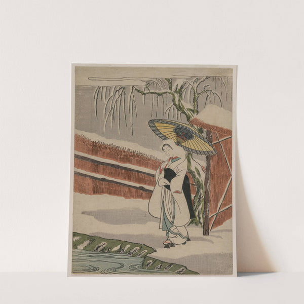 The Heron Maiden Standing Beneath a Willow Tree by Suzuki Harunobu
