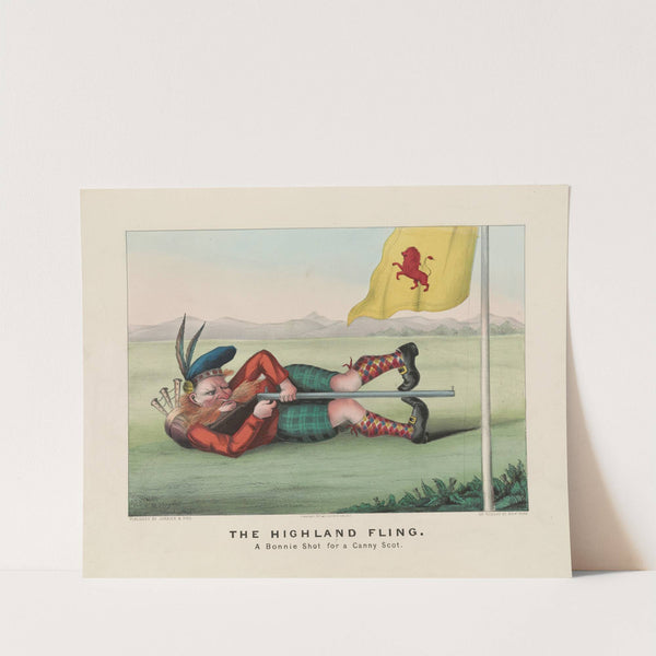 The highland fling – a bonnie shot for a canny scot (1876) by Currier & Ives.