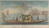 The highly ornamented second gondola of Ambassador Giovanni Battista Colloreado entering Venice (1720–30)