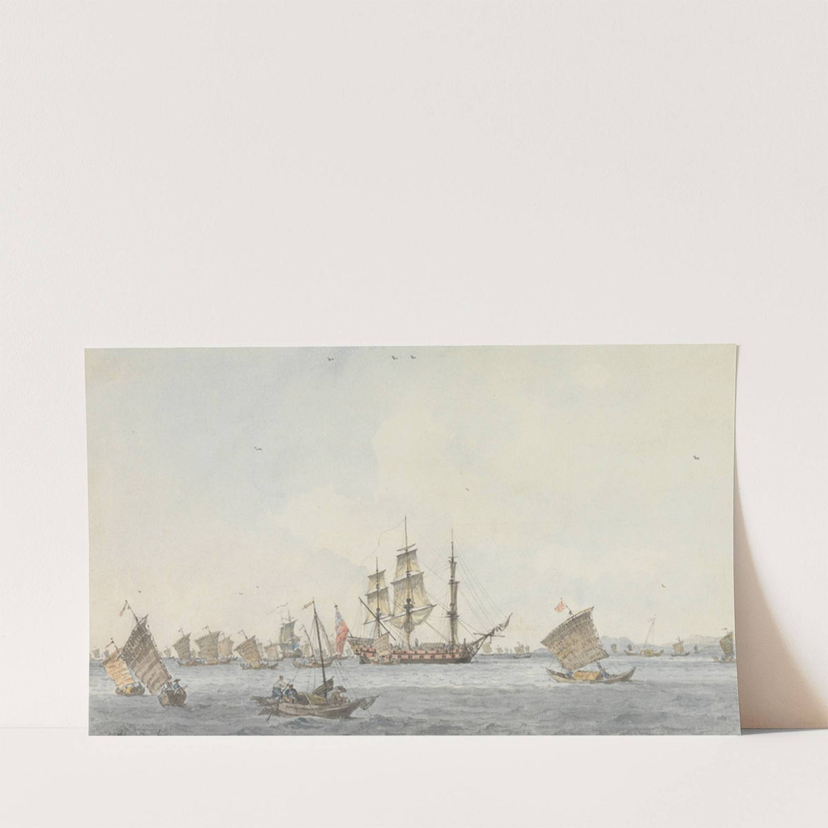 The Hindostan at Anchor in the Strait of Mi-a-tau of the City of Ten-choo-fou at the Entrance to the Gulf of Pekin (1793) by William Alexander