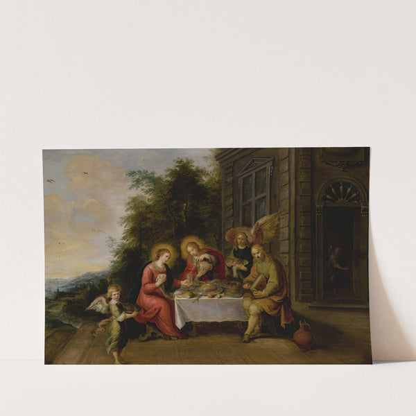 The Holy Family Dining Outdoors While Served By Angels by Frans Francken the Younger