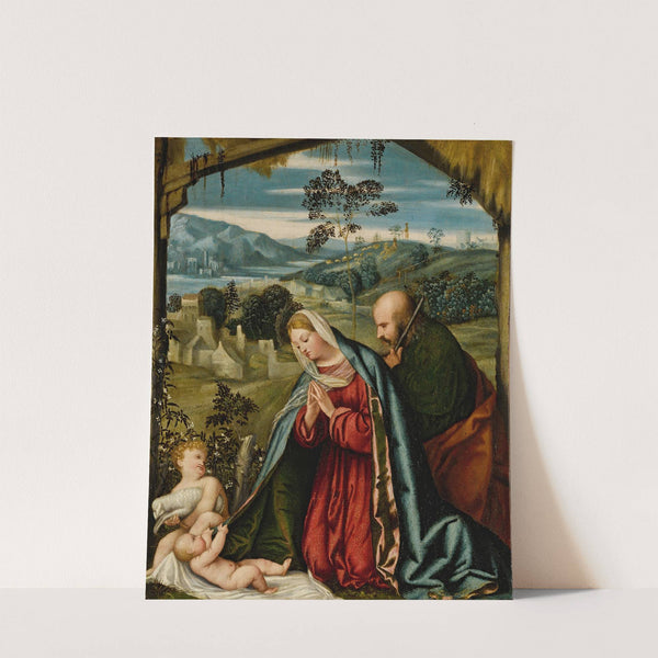 The Holy Family in a landscape by Moretto Da Brescia