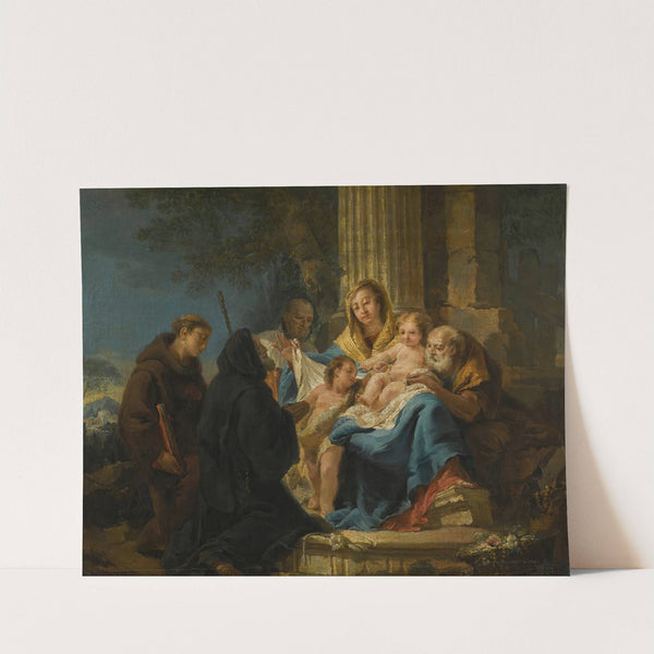 The Holy Family With Saint Francesco Di Paola And A Franciscan Saint by Francesco Lorenzi