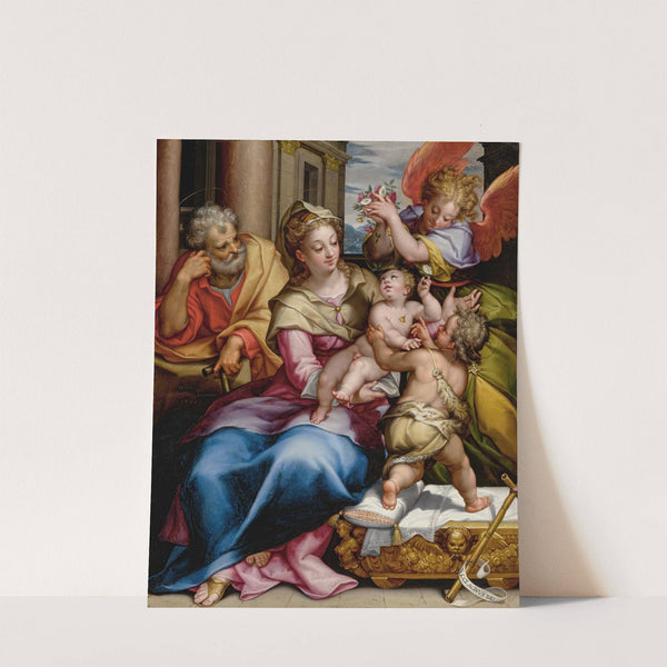 The Holy Family With Saint John The Baptist And An Angel by Denys Calvaert