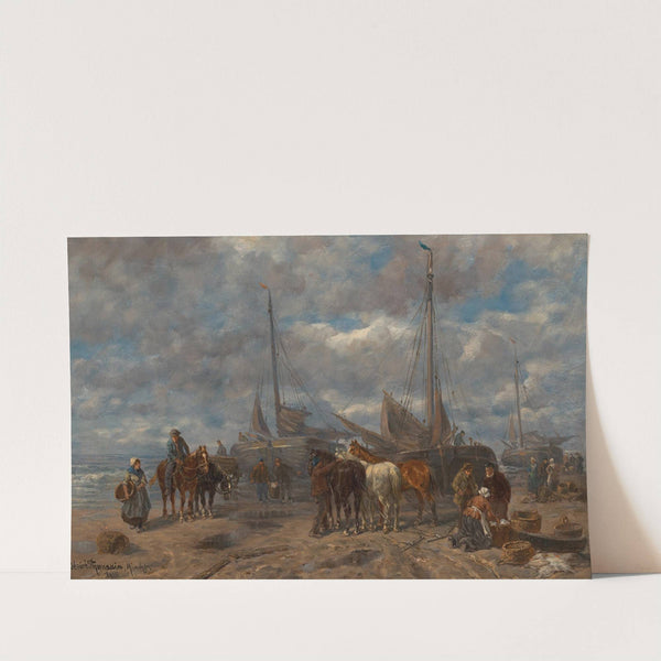 The Homecoming of the Fishermen, Market on the Beach (1905) by Désiré Thomassin